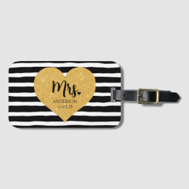Elegant Golden Heart Black Rand Ny gifta Bagagebricka