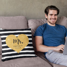 Elegant Golden Heart Black Rand Ny gifta Kudde