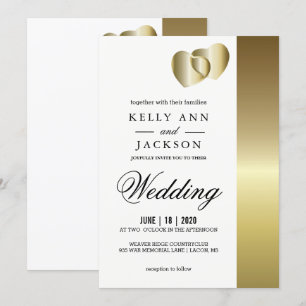 Elegant Golden Heartors design Inbjudningar