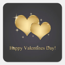 Elegant Golden Hearts Namn - Alla hjärtans dag Fyrkantigt Klistermärke