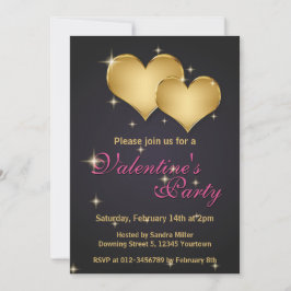 Elegant Golden Hearts Namn - Alla hjärtans dag Inbjudningar