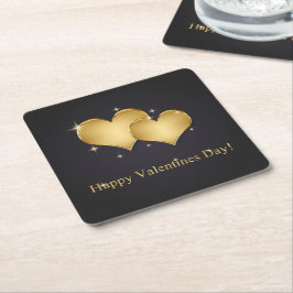 Elegant Golden Hearts Namn - Alla hjärtans dag Underlägg Papper Kvadrat