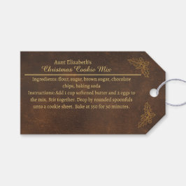 Elegant Golden Holly Christmas Cookie Mix Label Presentetikett