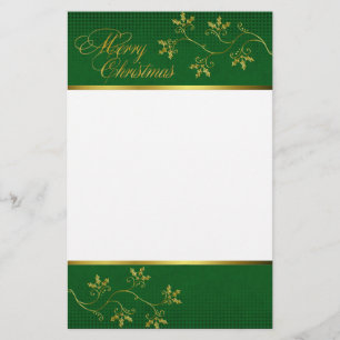 Elegant Golden Holly-julstationeri Brevpapper