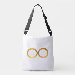 Elegant Golden Infinity Symbol på White Axelväska