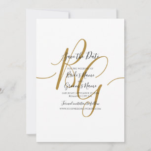 Elegant Golden Initialer Bröllop spara datum Datumet