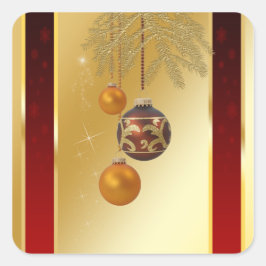 Elegant Golden-jul Fyrkantigt Klistermärke