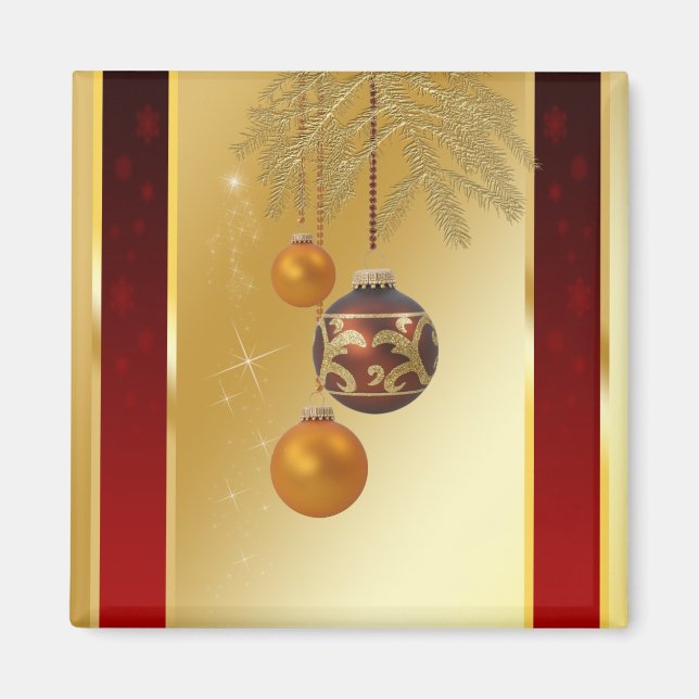 Elegant Golden-jul Magnet (Framsidan)