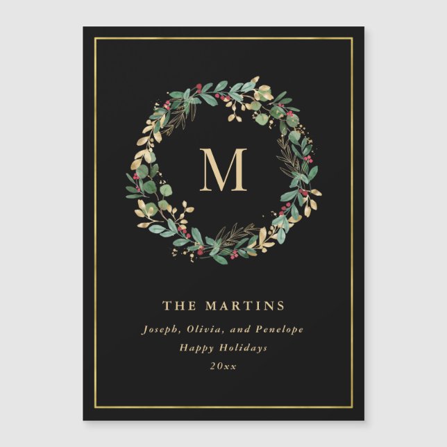 Elegant Golden-julfransen med Monogram (Framsida)