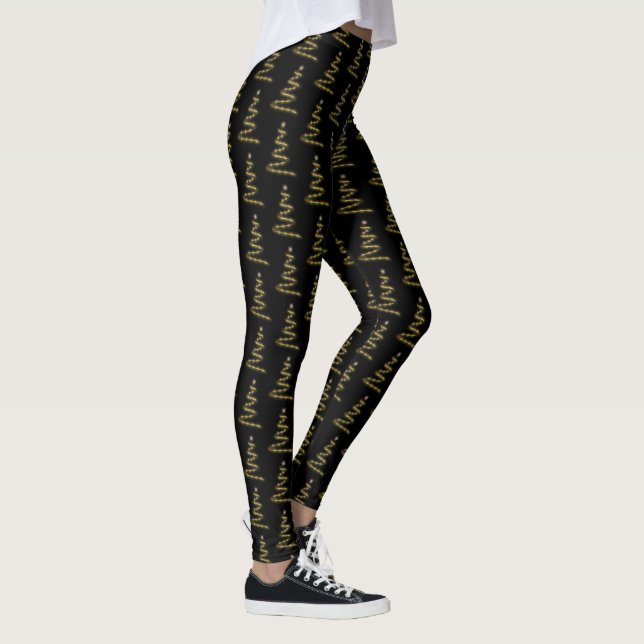 Elegant Golden Julgran Black Leggings (Höger)