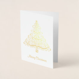 Elegant Golden Julgran Greeting Card Folierat Kort