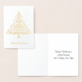 Elegant Golden Julgran Greeting Card Folierat Kort