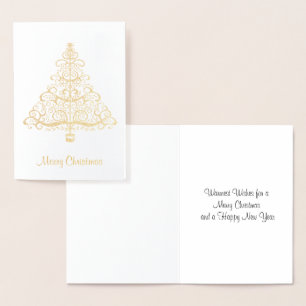 Elegant Golden Julgran Greeting Card Folierat Kort
