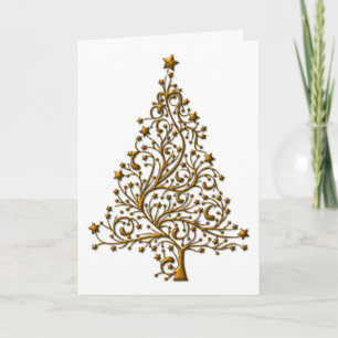 Elegant Golden Julgran Kort