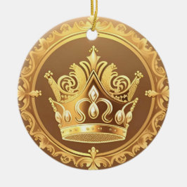 Elegant Golden Krona Julgransprydnad Keramik