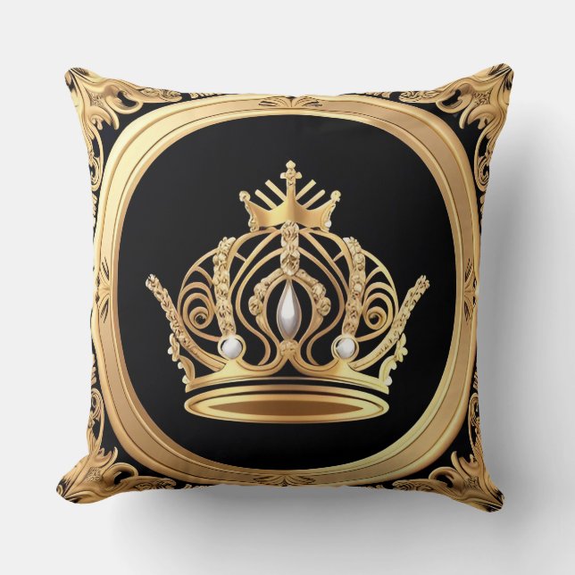 Elegant Golden Krona Kudde (Framsida)