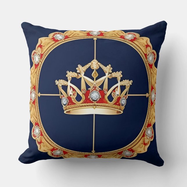 Elegant Golden Krona Ornament Kudde (Framsida)
