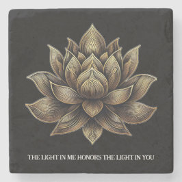 Elegant Golden Lotus blommar ljuset i mig ... Stenunderlägg