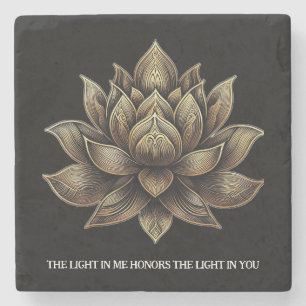 Elegant Golden Lotus blommar ljuset i mig ... Stenunderlägg