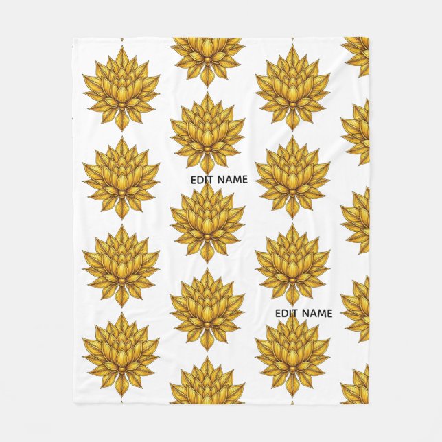 Elegant Golden Lotus Bloom Pattern Peel and Stick  Fleecefilt (Framsidan)