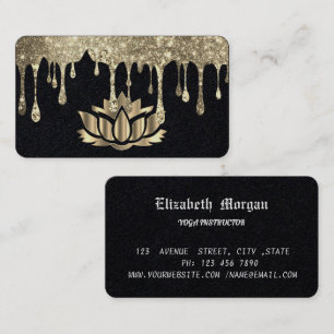 Elegant Golden Lotus Flower Yoga Visitkort