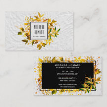 Elegant Golden Löv Gren Blommigt Affärskort