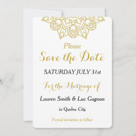 Elegant Golden Mandala Bröllop spara datum Card Datumet