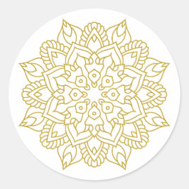 Elegant Golden Mandala Runt Klistermärke