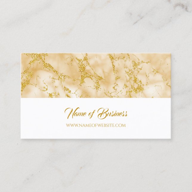 Elegant Golden Marble with Faux Guld Glitter Visitkort (Framsida)