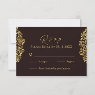 Elegant Golden Maron Damask OSA Kort
