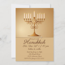 Elegant Golden Menorah Hanukkah Party Inbjudningar