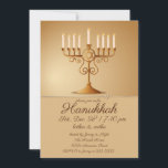 Elegant Golden Menorah Hanukkah Party Inbjudningar<br><div class="desc">Hanukkah party med en guld-menorah.</div>