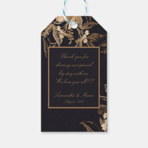 Elegant Golden Metallic Ro Blommigt Bröllop Presentetikett