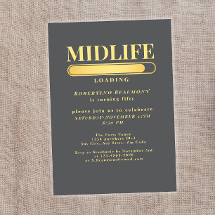 Elegant Golden Midlife Loading Pub 50:e födelsedag Inbjudningar