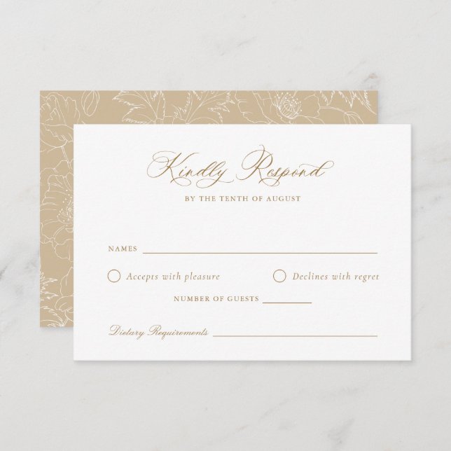 Elegant Golden Modern Script Bröllop OSA Card Inbjudningar (Fram/baksida)