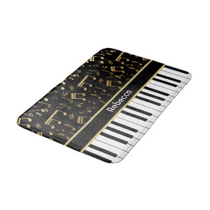 Elegant golden musik noter piano nycklar badrumsmatta