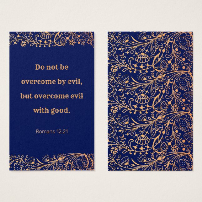 Elegant Golden Navy Blue Mönster Bible Bookmark Visitkort (Framsida & baksida)