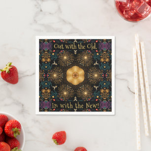 Elegant Golden New Year Kaleidoscope Pappersservett