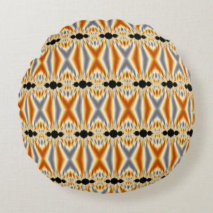 Elegant Golden Orange & Silver Fractal Rund Kudde
