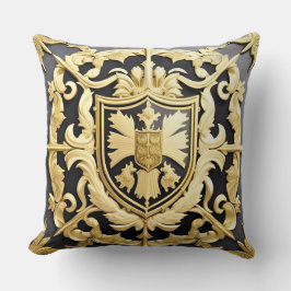 Elegant Golden Ornamental Vapensköld with Shield Kudde