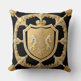 Elegant Golden Ornamental Vapensköld with Shield Kudde