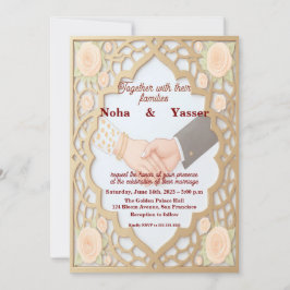 Elegant Golden Ornate Moroccan Indian Wedding Invi Inbjudningar