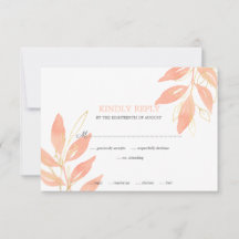 Elegant Golden Peach Watercolor Blommigt Bröllop