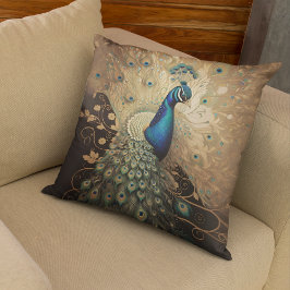 Elegant Golden Peacock Bird Kudde