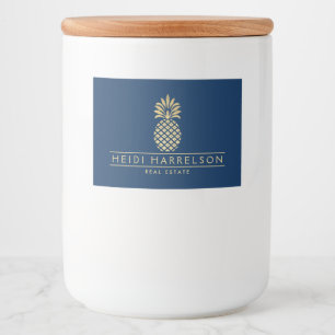 Elegant Golden Pineapple-Logotyp på blåljus eller Mat Etiketter