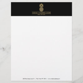 Elegant Golden Pineapple-Logotyp på svart Brevhuvud