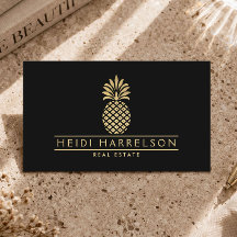 Elegant Golden Pineapple-Logotyp på svart