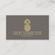 Elegant Golden Pineapple-Logotyp på taupe Visitkort (Front)