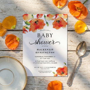 Elegant Golden Poppy Baby Shower Inbjudningar