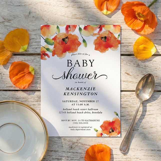 Elegant Golden Poppy Baby Shower Inbjudningar (Skapare uppladdad)